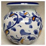 Hand-Painted Italian Pottery Vase by Vietri with Sun Face Design