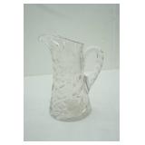 Crystal Etched Floral Pitcher 9.5" tall
