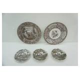 Vintage Spode Brown Transferware & Myott Ironstone Staffordshire