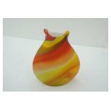 Yellow/Red Swirl Design Glass Vase