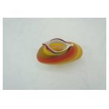 Yellow/Red Swirl Design Glass Vase