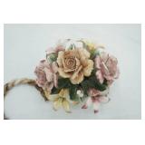 Vintage Capodimonte Porcelain Flower Basket (broken handle)