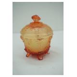 Vintage Jeannette Harvest Grapes Amber Red Carnival Glass Candy Dish made into Vanilla Lavender Candle