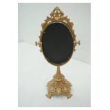 Antique Cast Metal Tabletop Vanity Mirror