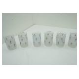 (6ct) Vintage Libbey Frosted Glass Tumbler w/Silver fleur-de-lis Pattern