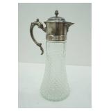 Vintage Crystal Claret Pitcher & Vintage Silver-Plated 3-leg Serving Tray