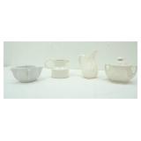 Vintage White Ironstone Pitchers and Lidded Sugar Bowl