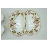 Vintage Carl Tielsch Germany Divided Dish With Handle & Royal Victorian Fine Bone China