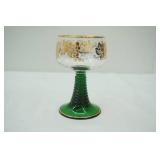 (6ct) Vintage Green Stem Roemer Wine Glasses 4.5" tall