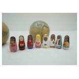 (2ct) Vintage Wooden World Globes with 8 Nesting Dolls