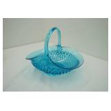 Vintage Tiara Exclusives "Horizon Blue" Diamond Point Glass Basket-Indiana Glass Co.