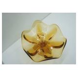 Vintage Viking Epic Line Amber Glass Compote 9"x10"x6"