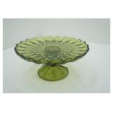 Vintage Anchor Hocking Fairfield Avocado Green Cake Stand