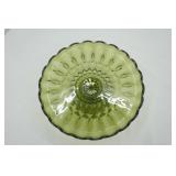 Vintage Anchor Hocking Fairfield Avocado Green Cake Stand