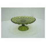 Vintage Anchor Hocking Fairfield Avocado Green Cake Stand