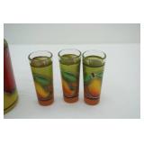 Hand-Painted Decanter and Shot Glasses