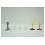 (3ct) Anchor Hocking Clear Berwick-Boopie Juice/Wine Glasses, Crystal Brandy Glass w/Pewter Base, & (2ct) Libbey "Forever Amber" Sherry Glass