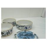 Buffalo China USA Made Oval Plate; Old Glory Trading Co. Crock; Decorative Stacking Stoneware/Ceramic Bowls