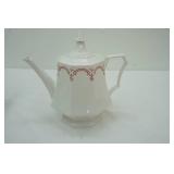 Vintage Independence Ironstone Teapot; Stoneware Pitcher; White Lattice Vase