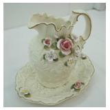 Vintage Porcelain Pitcher & Basin-Belleek or Capodimonte Style