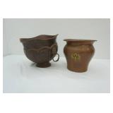 Antique Hammered Copper Jardiniere or Planters (one has Russian Empire Emblem)