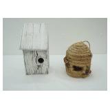 Decorative Birdhouse & Decorative Skep Beehive made from Woven Straw