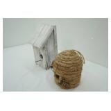Decorative Birdhouse & Decorative Skep Beehive made from Woven Straw