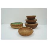 Vintage Nesting Baskets; Woven Plate Holders