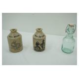 Vintage Stoneware Salad Dressing Jugs & Vintage Glass Bottle