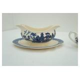 Vintage Blue Willow 1832 Gravy Boats-England; & Blue Onion Sugar/Creamer-Japan