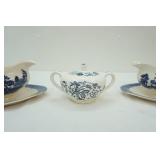 Vintage Blue Willow 1832 Gravy Boats-England; & Blue Onion Sugar/Creamer-Japan