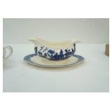 Vintage Blue Willow 1832 Gravy Boats-England; & Blue Onion Sugar/Creamer-Japan