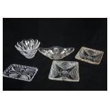 Vintage Hazel-Atlas "Soundwave" Pattern Depression Glass Candy Dishes with Gold Trim & more