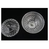 Vintage Hollywood Pressed Glass Footed Candy Dish with Lid