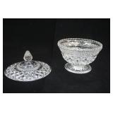 Vintage Hollywood Pressed Glass Footed Candy Dish with Lid