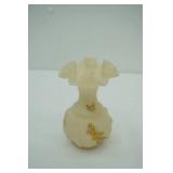 Vintage Fenton Custard Glass Ruffled Vase