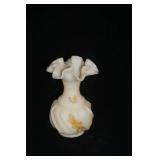 Vintage Fenton Custard Glass Ruffled Vase