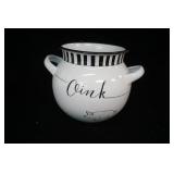 Modern Enamelware Hen Tray & Oink Utensil Holder w/Handles