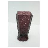 Vintage Amethyst Purple Pressed Glass Square Vase 8" tall