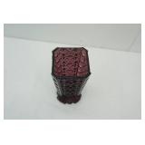 Vintage Amethyst Purple Pressed Glass Square Vase 8" tall