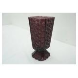 Vintage Amethyst Purple Pressed Glass Square Vase 8" tall