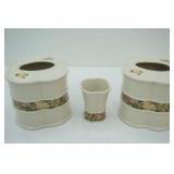 Croscill Riverside Floral Banded Porcelain Tissue Box Covers & Brush Holder