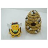 Honey Bee Bird House & Ceramic Bumble Bee Planter