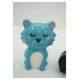 Kitty Collectibles: Clear & Green Sleeping Cat Glass Votives; Cat & Bird Candle Snuffer