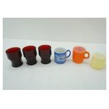 Vintage Anchor Hocking Georgian Ruby Red Glass Tumblers & Mugs