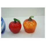 Glass Vase; Blue Swirl Decanter; Glass Apples