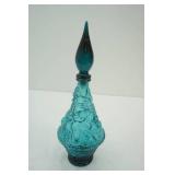 Vintage Empoli Italian Blue Glass Fruit Basket Genie Bottle Decanter