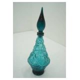 Vintage Empoli Italian Blue Glass Fruit Basket Genie Bottle Decanter