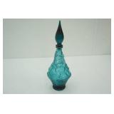 Vintage Empoli Italian Blue Glass Fruit Basket Genie Bottle Decanter