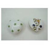 Limoges France Heart-Shaped Porcelain Trinket Boxes (2ct)